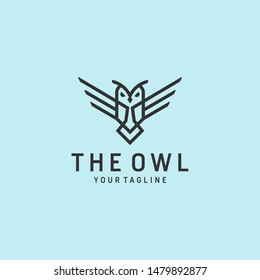 owl line outline simple minimalist logo design graphic vector download