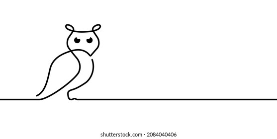 Owl line pattern. Vector owls sign. Animal bird symbol. Art cartoon, outline style, Hand drawn silhouette.