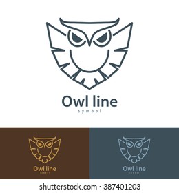 Owl line symbol icon. Vector illustration, Logo template design with business card