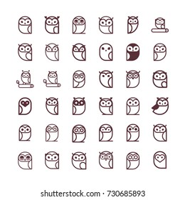 Owl Line Vector icon collection. Unique illustration for design.