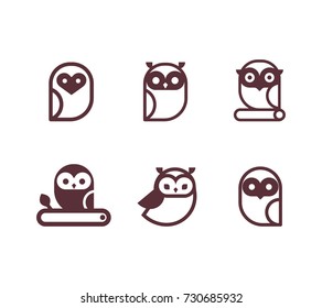 Owl Line Vector icon collection. Unique illustration for design.