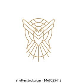 owl line vector icon logo design