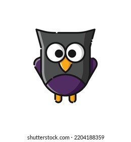 Owl Lineal Icon - Halloween Elements Icon Vector Illustration.