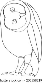 Owl linear minimalist decor. Abstract line art