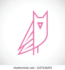 Owl linear minimalist logo. owl bird line draw vector design