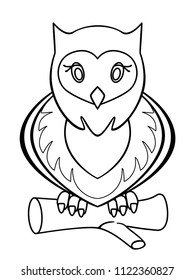 Owl. Linear pattern for coloring or children's book. Lovely stylized owl. Outline. 
hand drawing