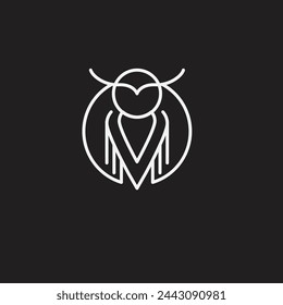 Owl Lineart Flat Logo Design