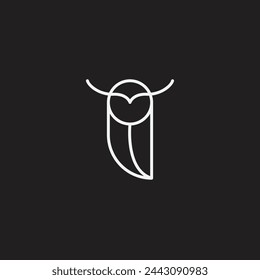 Owl Lineart Flat Logo Design