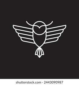 Diseño de logotipo plano de Owl Lineart