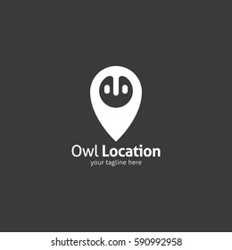 Owl Location Logo Design Vector. Flat Style Design