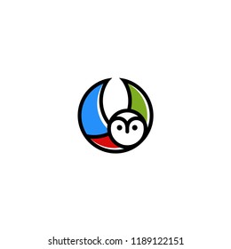 Owl logo abstract circle line art style vector graphic download