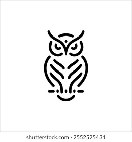 owl logo animal simple line vector, Simple owl head logo design icon cute animal vector owl logo vector ,Cute Owl Icon Representing Nocturnal Wildlife, Forest Creatures