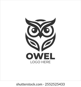 owl logo animal simple line vector, Simple owl head logo design icon cute animal vector owl logo vector ,Cute Owl Icon Representing Nocturnal Wildlife, Forest Creatures