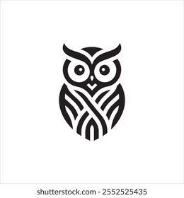 owl logo animal simple line vector, Simple owl head logo design icon cute animal vector owl logo vector ,Cute Owl Icon Representing Nocturnal Wildlife, Forest Creatures