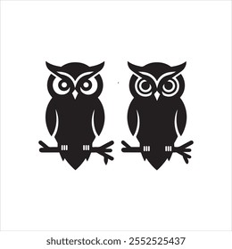 owl logo animal simple line vector, Simple owl head logo design icon cute animal vector owl logo vector ,Cute Owl Icon Representing Nocturnal Wildlife, Forest Creatures