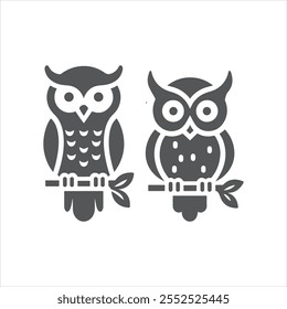 owl logo animal simple line vector, Simple owl head logo design icon cute animal vector owl logo vector ,Cute Owl Icon Representing Nocturnal Wildlife, Forest Creatures