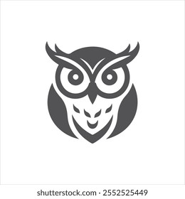 owl logo animal simple line vector, Simple owl head logo design icon cute animal vector owl logo vector ,Cute Owl Icon Representing Nocturnal Wildlife, Forest Creatures