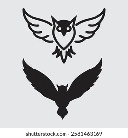 owl logo animal simple line vector, Simple owl head logo and design icon