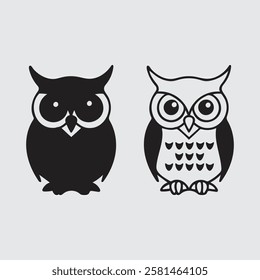 owl logo animal simple line vector, Simple owl head logo design icon cute animal vector owl logo vector