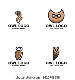 owl logo animal vector eps logo design bird brown