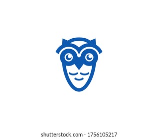 Owl logo bird blue vector icon 