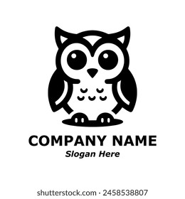 Owl logo. Owl cartoon. Cute owl pictorial logotype for company, business, logo, stamp, mascot, label. Symbol of smart, intelligent, science, education