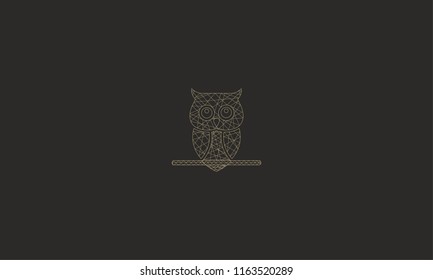 owl logo with cross line shape or mandala art for logo design or illustration use