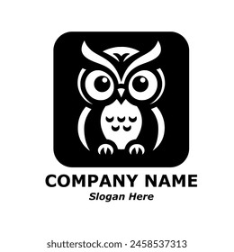 Owl logo. Cute owl cartoon. Owl pictorial logotype for company, business, logo, stamp, mascot, label. Symbol of smart, intelligent, education, science