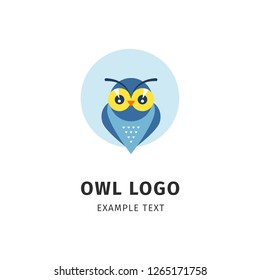 owl logo, cute night bird, owl logotype, children sign, owl family, cute logo, cartoon, flat sign