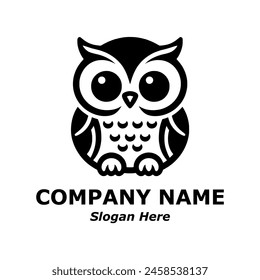 Owl logo. Cute owl pictorial logotype for company, business, logo, stamp, mascot, label. Baby owl logo. Symbol of smart, intelligent, science, education