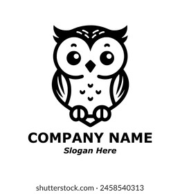 Owl logo. Cute owl pictorial logotype for company, business, logo, stamp, mascot, label. Cute baby owl logo. Symbol of smart, intelligent, science, education