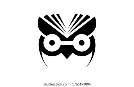 diseño del logotipo de owl y lectura de libros