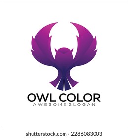 diseño de logotipo de búho gradiente colorido