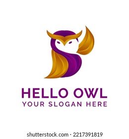 Owl Logo Design in Gradient template vector mascot