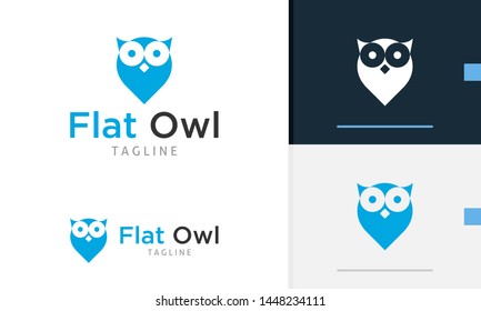 Owl logo design, owl head icon, owl pin icon, flat owl design, suitable for business and app logo or icon