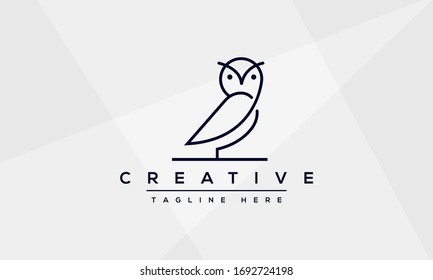 Owl logo design and icon concept in line art modern style.