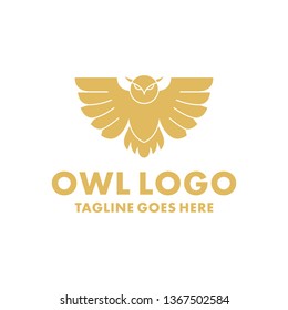 Owl Logo Design Inspiration. Flat And Classic Icon. Face Animal Character Symbol. Luxury Graphic Vector. Royal And Unique Logotype. Emblem For Company And Business.