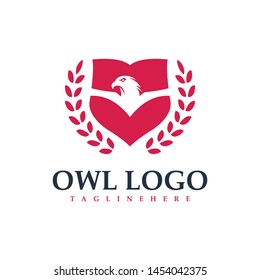 Owl Logo Design Inspiration. Flat And Classic Icon. Face Animal Character Symbol. Luxury Graphic Vector. Royal And Unique Logotype. Emblem For Company And Business.