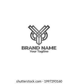 owl logo design with letter Y kombinasi combination