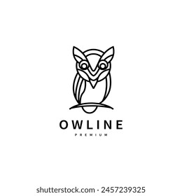 Owl logo design with modern line art vector illustration  2 
