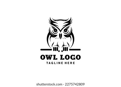 Owl logo design, simple abstract owl logo symbol vector illustration