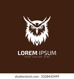 Owl logo design template icon vector illustration on yellow background.