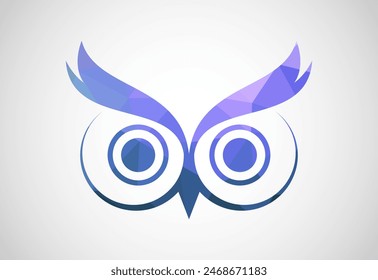 Owl logo design vector illustration. Owl eyes logo