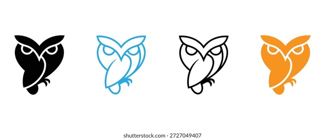 Diseños de logotipos de búhos en diferentes colores y estilos para la marca