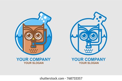 owl logo for education, owl science logo, owl underwater science, owl underwater