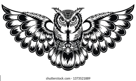 Owl logo . Emblem design
