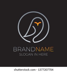 Owl logo formed with simple and modern lines