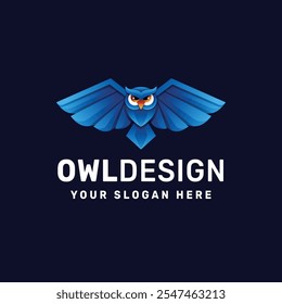 Owl logo gradient colorful vector icon illustration