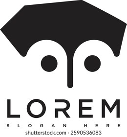 The owl logo icon is black with a minimalist and sharp design, reflecting wisdom, mystery and sharpness of vision. The silhouette is firm with striking eye details, giving the impression of being inte