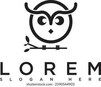  The owl logo icon is black with a minimalist and sharp design, reflecting wisdom, mystery and sharpness of vision. The silhouette is firm with striking eye details, giving the impression